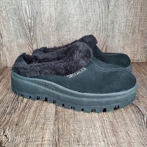 Skechers Black Fuzzy Mules